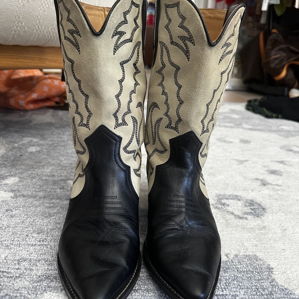 Isabel marant Black and Cream Western Cowboy Boots